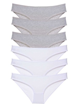 Çerçici 6 Adet Süper Eko Set Likralı Kadın Slip Külot Gri Beyaz-Royaleks
