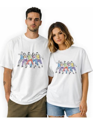 Kidilia Zumba Dans Görselli Unisex Bisiklet Yaka Tasarım Tshirt - Beden: Lrenk: Beyaz