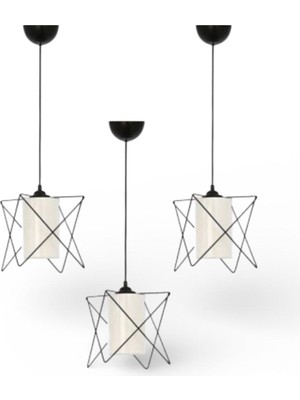 Elizim Home Lighting 3 Adet Penta Siyah Sarkıt Avize