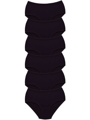 Çerçici 6 Adet Tutku Kadın Yüksek Bel Bato Kalın Lastik Külot Siyah-Royaleks