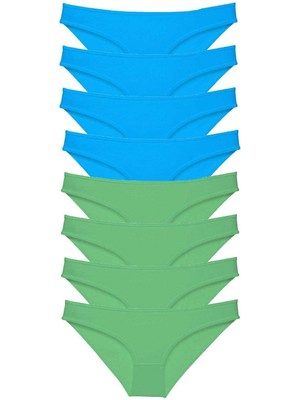 Çerçici 8 Adet Süper Eko Set Likralı Kadın Slip Külot Yeşil ve Mavi-Royaleks