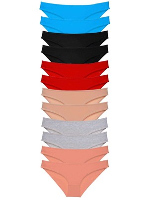 Çerçici 12 Adet Eko Set Likralı Kadın Slip Külot Çok Renkli 1-Royaleks