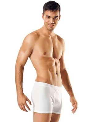 Çerçici 3 Adet Tutku Likralı Erkek Beyaz Boxer 0114-TUTKU