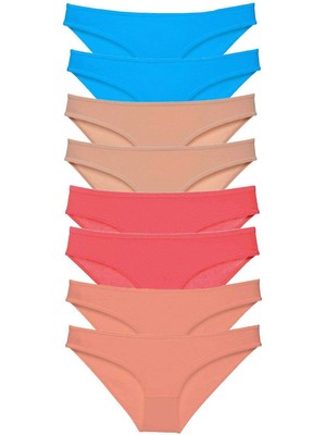 Çerçici 8 Adet Süper Eko Set Likralı Kadın Slip Külot Ten Pudra Fuşya Mavi-Royaleks