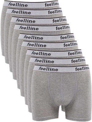 Çerçici 9 Adet Feelline Gri Pamuklu Doğal Likralı Erkek Boxer-Feelline