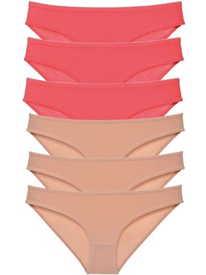 Çerçici 6 Adet Süper Eko Set Likralı Kadın Slip Külot Fuşya Ten-Royaleks