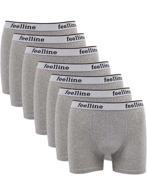 Çerçici 7 Adet Feelline Gri Pamuklu Doğal Likralı Erkek Boxer-Feelline
