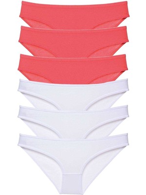 Çerçici 6 Adet Eko Set Likralı Kadın Slip Külot Fuşya Beyaz-Royaleks