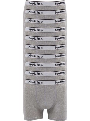 Çerçici 10 Adet Feelline Gri Pamuklu Doğal Likralı Erkek Boxer-Feelline