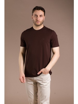 Zeki Özer Erkek Kahve Basic O Yaka T-Shirt