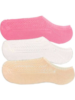 Çerçici 3 Adet Kadın Sneaker Dantelli File Pamuklu Yumuşak Çorap-Royaleks