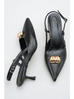 Sermoda Topuklu Kadın Ayakkabı - 5 cm Ince Topuklu Sivri Burun Kadın Stiletto Ayakkabı Siyah