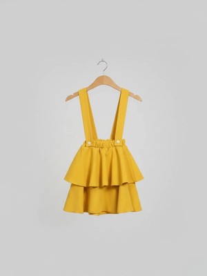 Zubi Baby & Kids Wear Kız Çocuk Sarı Katlı Salopet Etek (5-14 Yaş)