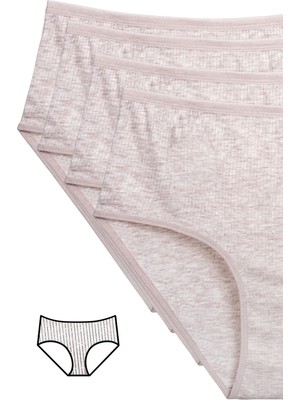 Çerçici 4'lü Yeni Seri Renkli Yüksek Bel Fitilli Ribana Bato Külot Kahve-Royaleks