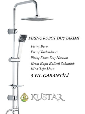 Özgürce Krom Banyo Robot Duş Seti, Yağmurlama ve Tepeleme Sistemi, 5 Yıl Garanti