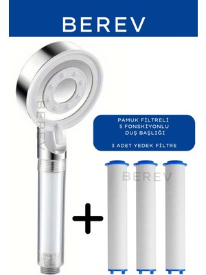 Özgürce Çok Fonksiyonlu Krom Ayarlanabilir Yüksek Basınçlı Duş Başlığı Seti (3'lü)