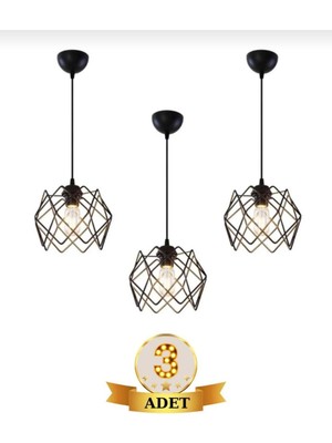 Elizim Home Lighting 3 Adet Prizma Tekli Promosyon Sarkıt Avize