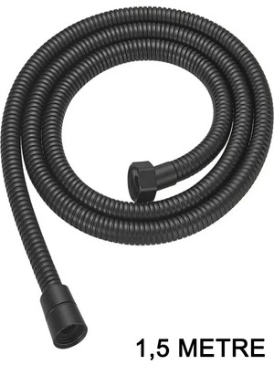 Özgürce Siyah 1,5m Paslanmaz Çelik Banyo Duş Hortumu, Dayanıklı ve Esnek