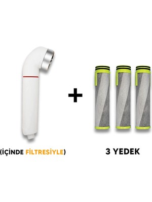 Özgürce Pratik ve Şık Duş Başlığı ve 3 Yedek Filtre Seti