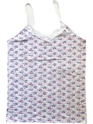 Çerçici Kadın Askılı Desenli Atlet Dantelli Empirme Pamuklu Penye D7-Royaleks