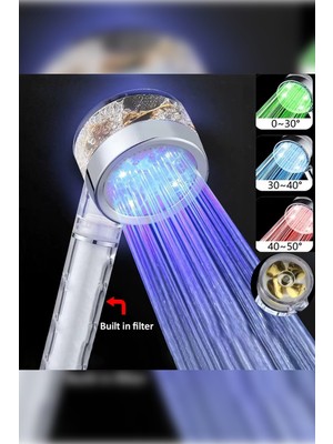 Özgürce Enerji Tasarruflu LED Isıklı Duş Başlığı, Renk Değiştiren ve Şık Tasarım