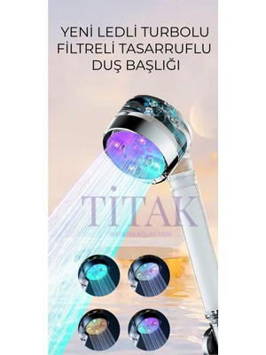 Özgürce Renkli LED Işıklı Turbo Pervaneli Su Tasarruflu Duş Başlığı