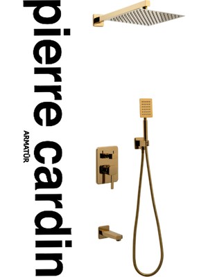 Özgürce Şık Altın Renkli Ankastre Kare Duş Seti, Yağmur Başlıklı Tasarım