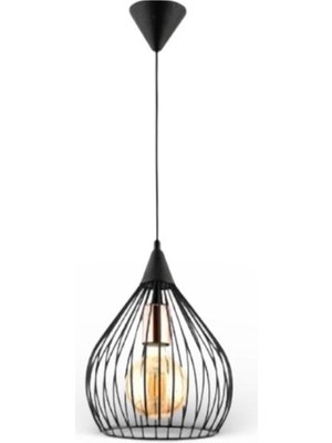 Elizim Home Lighting Armut Tekli Siyah Sarkıt Avize