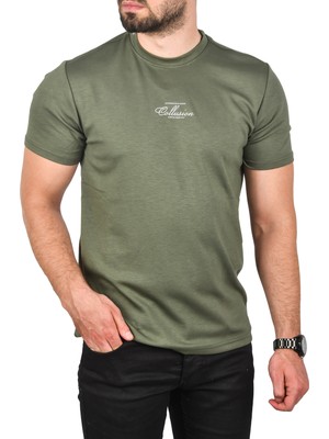 Rizzup Erkek Haki Bisiklet Yaka Dar Kesim Pamuklu Tişört Nefes Alan Yumuşak Dokulu Tişört 2504350