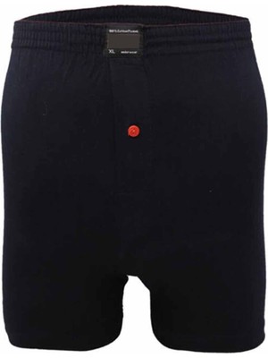 Çerçici Düğmeli Pamuklu Erkek Penye Boxer Lacivert - 1146A-ROYALEKS