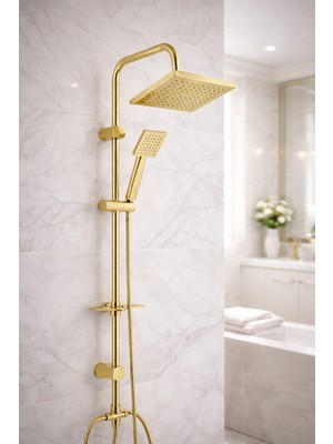 Özgürce Altın Kare Yağmurlama Robot Tepe Duş Seti, 5 Yıl Garantili, Şıklık ve Konfor