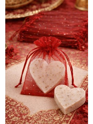 Emtory Home Kırmızı Keseli Doğal Lavantalı Sabun | Kına Hediyesi Nişan Söz Hediyesi  1 Adet