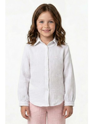 FullaModa %100 Pamuk Müslin Kumaş Kız Çocuk Gömlek