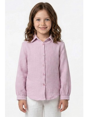 FullaModa %100 Pamuk Müslin Kumaş Kız Çocuk Gömlek