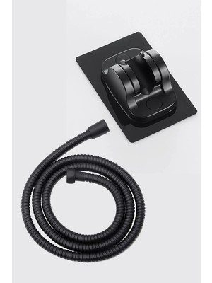 Özgürce Siyah 15 kg Taşıyan Suya Dayanıklı Duş Askısı ve 1,5m Örgülü Duş Hortumu