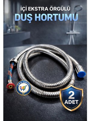 Özgürce 2 Adet Yüksek Kaliteli Örgülü Spiralli Banyo Duş Hortumu 1,5 Metre