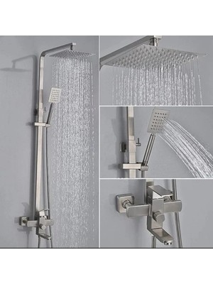 Özgürce Şık Krom Mat Duş Seti, Nikel Tasarım, Batarya ve Yağmurlama Robotu ile Komple Set