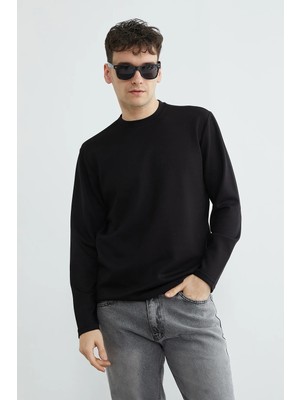 FullaModa Basic Bisiklet Yaka Modal Sweatshirt