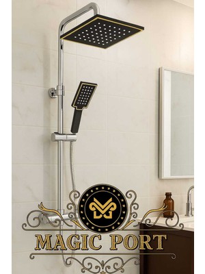 Özgürce Robot Yağmurlama Siyah Tepe Duş Başlığı Seti, Modern ve Şık Tasarım