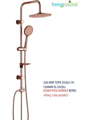 Özgürce Yüzey Yönlendirmeli Pirinç Yağmurlama Duş Seti Rose Gold