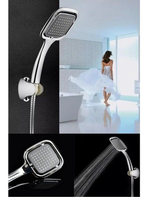 Özgürce Kare Krom Duş Seti, Yüksek Basınçlı ve Su Tasarruflu Duş Başlığı Takımı