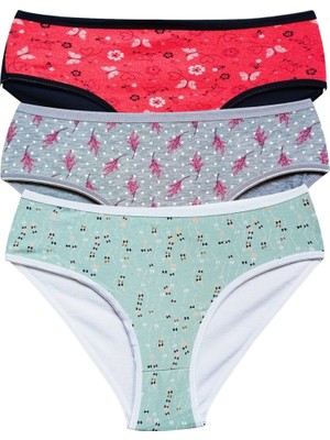 Çerçici Pamuklu Geniş Kenarlı Likralı Desenli Bato Kadın Külot 3'lü Paket Set1-Royaleks