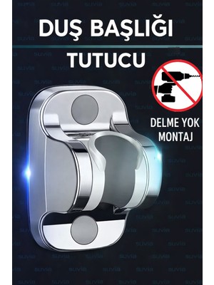 Özgürce Su Geçirmez Duş Başlığı Tutucu, Ayarlanabilir, Yapışkanlı, Kolay Montaj