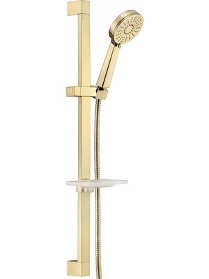 Özgürce Şık Altın Renkli Hareketli Sürgülü Duş Seti Üst Takımı