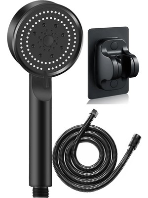 Özgürce Sereno Siyah 5 Fonksiyonlu Banyo Duş Başlığı ve Hortum Seti