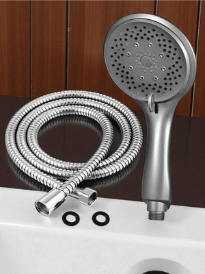 Özgürce Tazyikli Yüksek Basınçlı Antrasit Büyük Duş Başlığı ve 150 cm Sağlam Hortum Seti