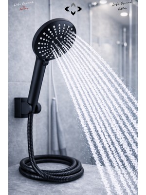 Özgürce Çok Fonksiyonlu 150 cm Siyah Duş Takımı, Şık ve Kullanışlı Banyo Seti