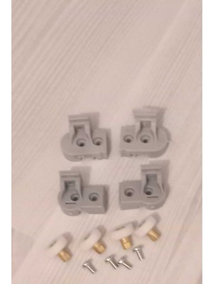 Özgürce Gri Duşakabin Tekerleri 4'lü Takım, Sabit ve Çalışır Kanatlar