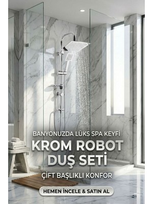 Özgürce Kare Robot Duş Seti, Yağmurlama Tepe ve El Duşu, Paslanmaz Çelik Tasarım