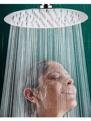 Özgürce Oval Paslanmaz Çelik Duş Başlığı, 25 Cm, Yağmurlama Etkili